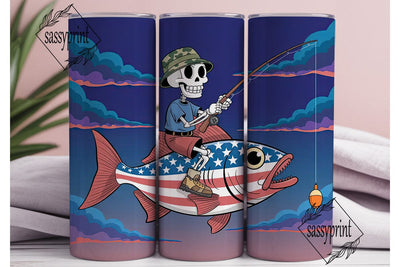 Skeleton Fishing Adventure 20oz Tumbler Sublimation sassyprint 
