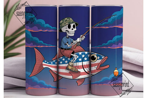 Skeleton Fishing Adventure 20oz Tumbler Sublimation sassyprint 