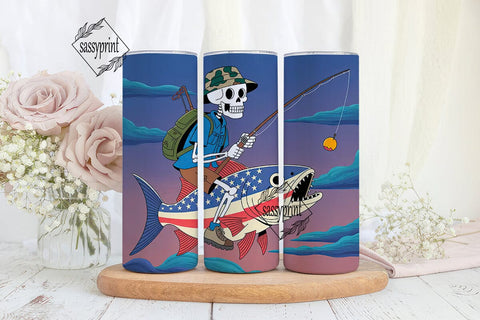 Skeleton Fishing Adventure 20oz Tumbler Sublimation sassyprint 