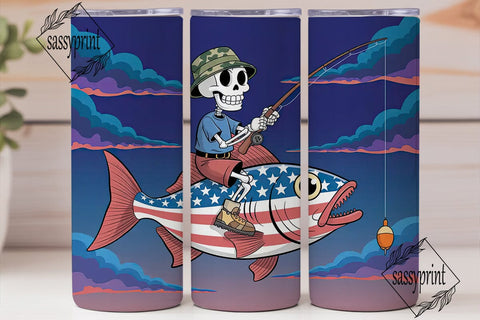 Skeleton Fishing Adventure 20oz Tumbler Sublimation sassyprint 