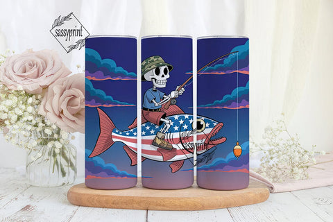 Skeleton Fishing Adventure 20oz Tumbler Sublimation sassyprint 