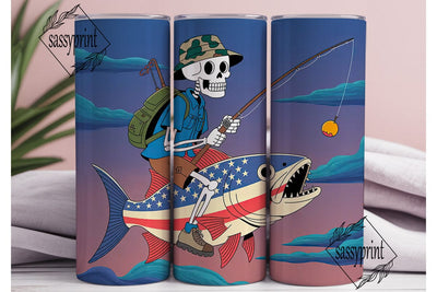 Skeleton Fishing Adventure 20oz Tumbler Sublimation sassyprint 