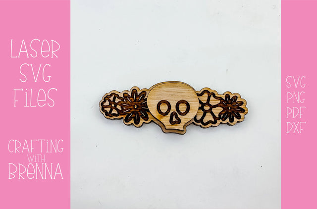 Skeleton Floral Hair Clip Laser SVG File SVG Crafting With Brenna 