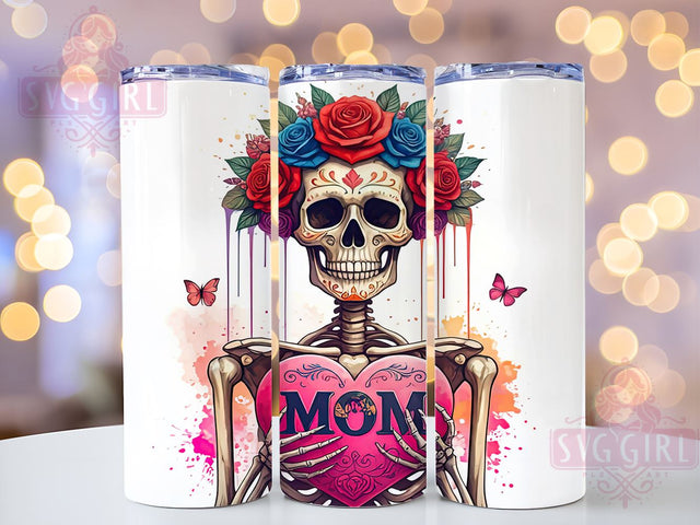 Skeleton Floral Tumbler, 20oz Tumbler Wrap, Sublimation PNG, Mom Tumbler Design, Floral Skull Tumbler, Unique Mom Gift, Digital Download Sublimation SvggirlplusArt 