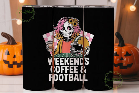 Skeleton Football & Coffee 20oz Tumbler Sublimation PixelChick 