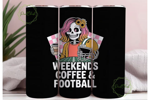Skeleton Football & Coffee 20oz Tumbler Sublimation PixelChick 
