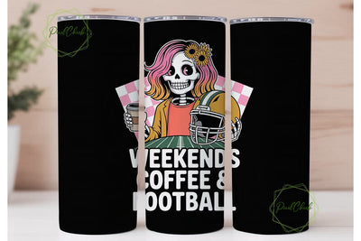 Skeleton Football & Coffee 20oz Tumbler Sublimation PixelChick 