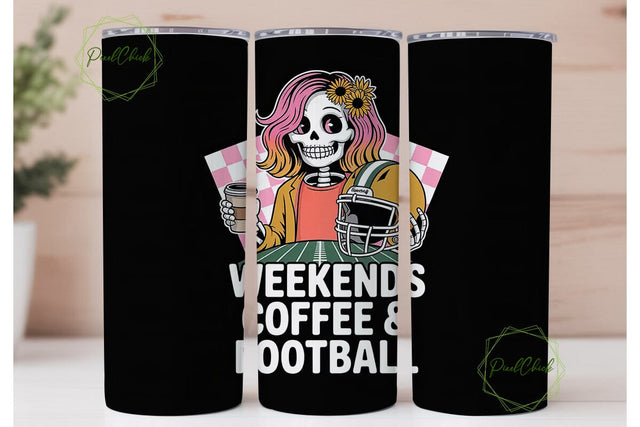 Skeleton Football & Coffee 20oz Tumbler Sublimation PixelChick 