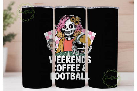 Skeleton Football & Coffee 20oz Tumbler Sublimation PixelChick 