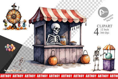 Skeleton Game Booths Clipart Sublimation artnoy 