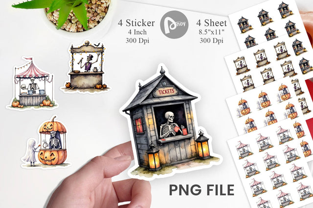 Skeleton Game Booths Sticker Sublimation artnoy 