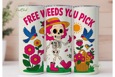 Skeleton Garden 20oz Tumbler Wrap Sublimation PixelChick 