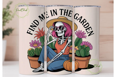 Skeleton Garden 20oz Tumbler Wrap Sublimation PixelChick 