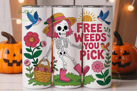 Skeleton Garden 20oz Tumbler Wrap Sublimation PixelChick 