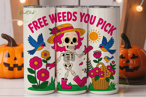Skeleton Garden 20oz Tumbler Wrap Sublimation PixelChick 