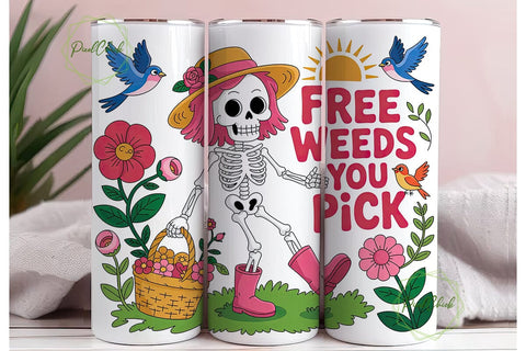 Skeleton Garden 20oz Tumbler Wrap Sublimation PixelChick 