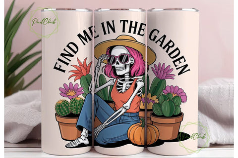 Skeleton Garden 20oz Tumbler Wrap Sublimation PixelChick 