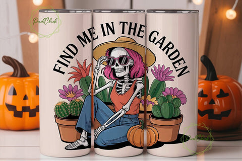 Skeleton Garden 20oz Tumbler Wrap Sublimation PixelChick 