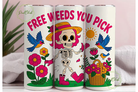 Skeleton Garden 20oz Tumbler Wrap Sublimation PixelChick 