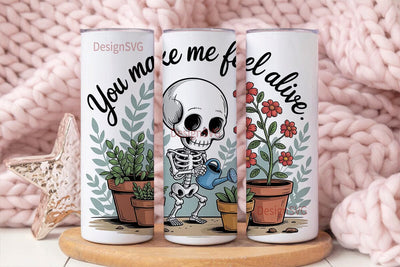 Skeleton Gardener 20oz Tumbler Wrap Sublimation DesignSVG 