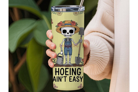 Skeleton Gardener 20oz Tumbler Wrap Sublimation DesignSVG 