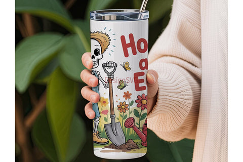 Skeleton Gardener 20oz Tumbler Wrap Sublimation DesignSVG 
