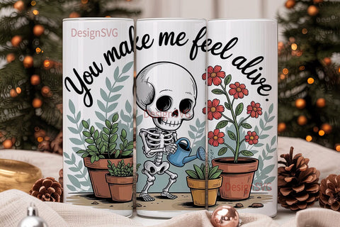 Skeleton Gardener 20oz Tumbler Wrap Sublimation DesignSVG 