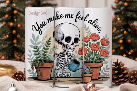 Skeleton Gardener 20oz Tumbler Wrap Sublimation DesignSVG 