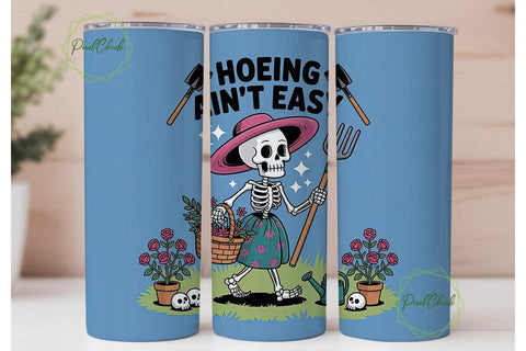 Skeleton Gardener 20oz Tumbler Wrap Sublimation PixelChick 