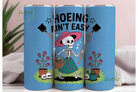 Skeleton Gardener 20oz Tumbler Wrap Sublimation PixelChick 