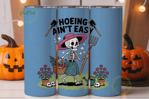 Skeleton Gardener 20oz Tumbler Wrap Sublimation PixelChick 