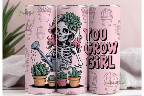 Skeleton Gardener 20oz Tumbler Wrap Sublimation PixelChick 