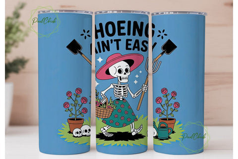 Skeleton Gardener 20oz Tumbler Wrap Sublimation PixelChick 