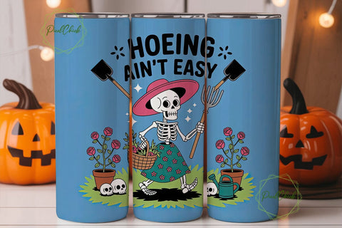 Skeleton Gardener 20oz Tumbler Wrap Sublimation PixelChick 