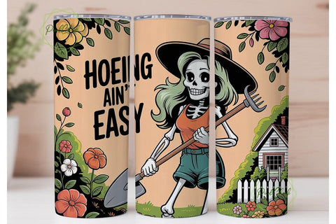 Skeleton Gardener 20oz Tumbler Wrap Sublimation PixelChick 