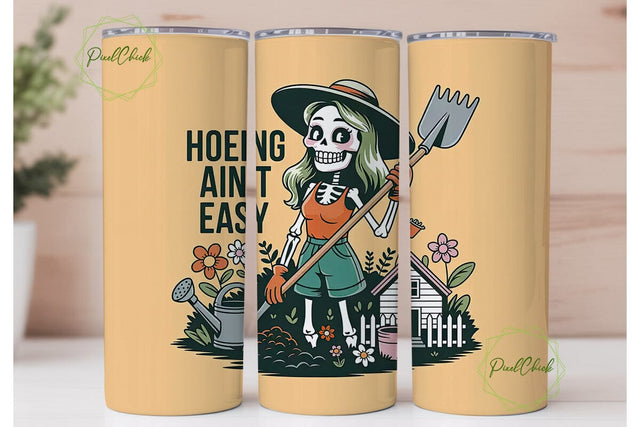 Skeleton Gardener 20oz Tumbler Wrap Sublimation PixelChick 