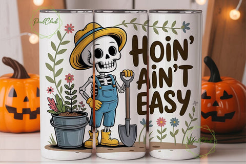Skeleton Gardener 20oz Tumbler Wrap Sublimation PixelChick 