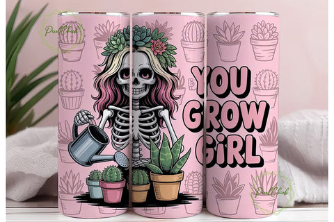 Skeleton Gardener 20oz Tumbler Wrap Sublimation PixelChick 