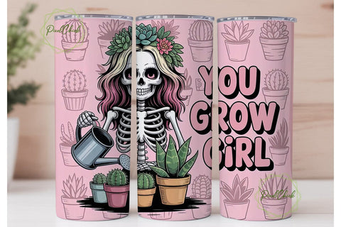 Skeleton Gardener 20oz Tumbler Wrap Sublimation PixelChick 