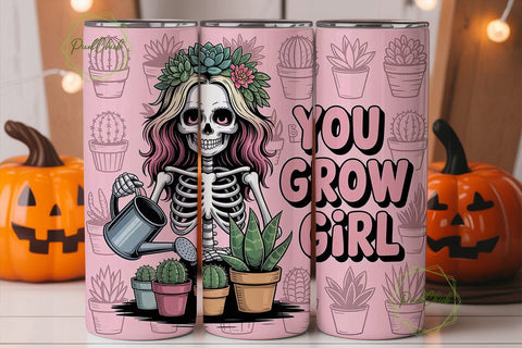 Skeleton Gardener 20oz Tumbler Wrap Sublimation PixelChick 
