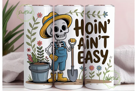 Skeleton Gardener 20oz Tumbler Wrap Sublimation PixelChick 