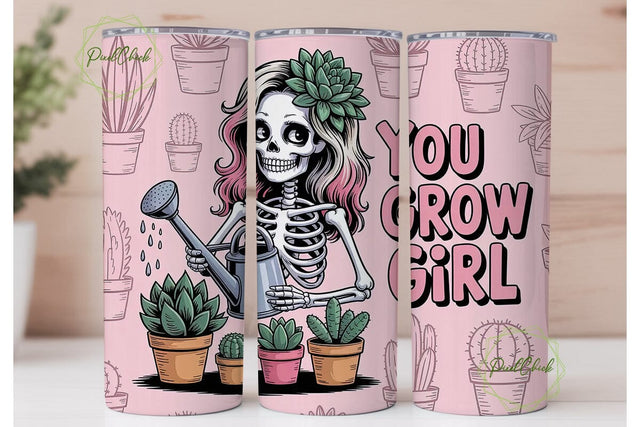 Skeleton Gardener 20oz Tumbler Wrap Sublimation PixelChick 