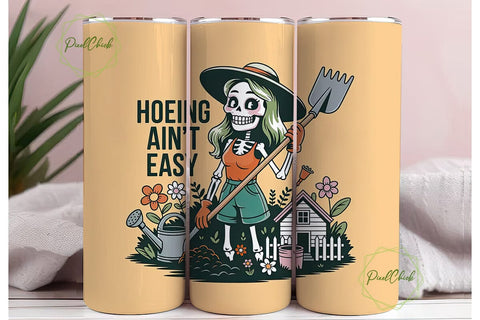 Skeleton Gardener 20oz Tumbler Wrap Sublimation PixelChick 