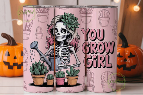 Skeleton Gardener 20oz Tumbler Wrap Sublimation PixelChick 