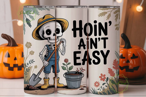 Skeleton Gardener 20oz Tumbler Wrap Sublimation PixelChick 