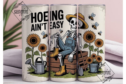 Skeleton Gardener 20oz Tumbler Wrap Sublimation sassyprint 