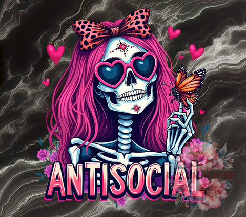 Skeleton Graphic, Antisocial Art, PNG Download, Sublimation Design, Halloween Decor, Spooky Graphics, Dark Humor, Goth Aesthetic Sublimation Li Zamperini 