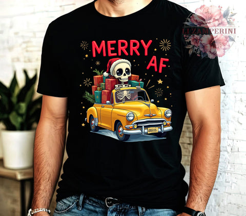Skeleton Graphic, Sarcastic Christmas, Merry AF, PNG Download, Sublimation Design, Holiday Humor, Spooky Christmas, Funny Christmas Decor Sublimation Li Zamperini 