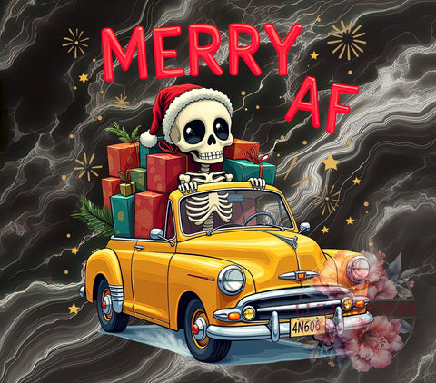 Skeleton Graphic, Sarcastic Christmas, Merry AF, PNG Download, Sublimation Design, Holiday Humor, Spooky Christmas, Funny Christmas Decor Sublimation Li Zamperini 
