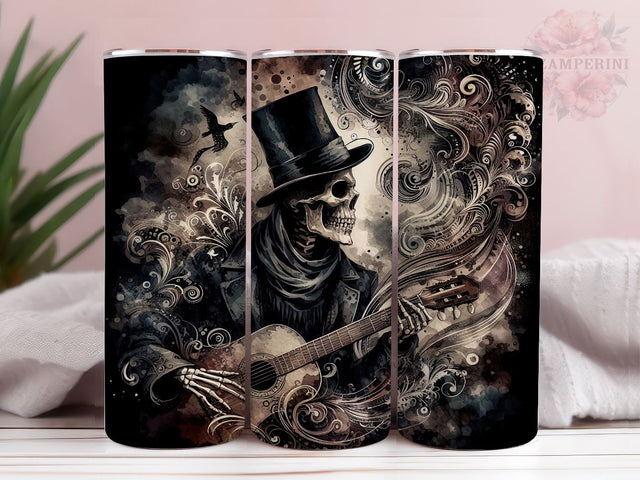 Skeleton Guitar 20oz Tumbler Wrap PNG, Rockstar Tumbler Png, Straight & Tapered Tumbler Wrap, Instant Digital Download Sublimation Li Zamperini 